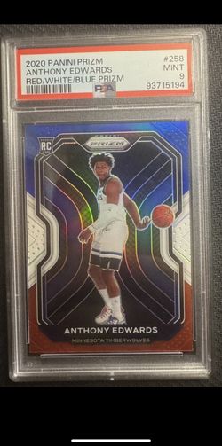 2020 PANINI PRIZM RED/WHITE/BLUE PRIZM #258 ANTHONY EDWARDS ROOKIE RC PSA 9