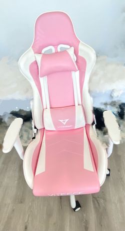 Pink & White Vitesse Gaming Chair w/ Pillows