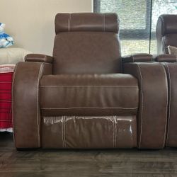 Message Recliner Chairs (Brown Leather)