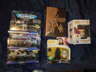 Star Wars Micro Machines, Funko Pop! Albus Dumbledore, and Star Wars Trilogy DVD Set
