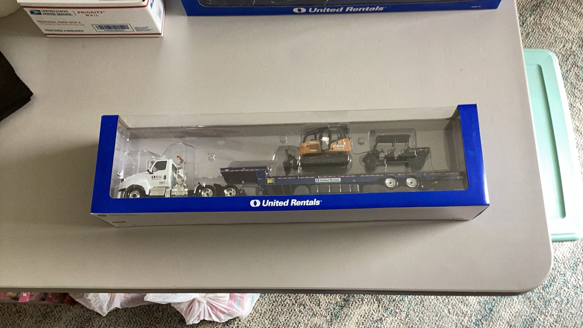 First Gear United Rentals International Lt Day Cab With Ledwell Trailer , Case 750m Dozer And Club Car Carryall