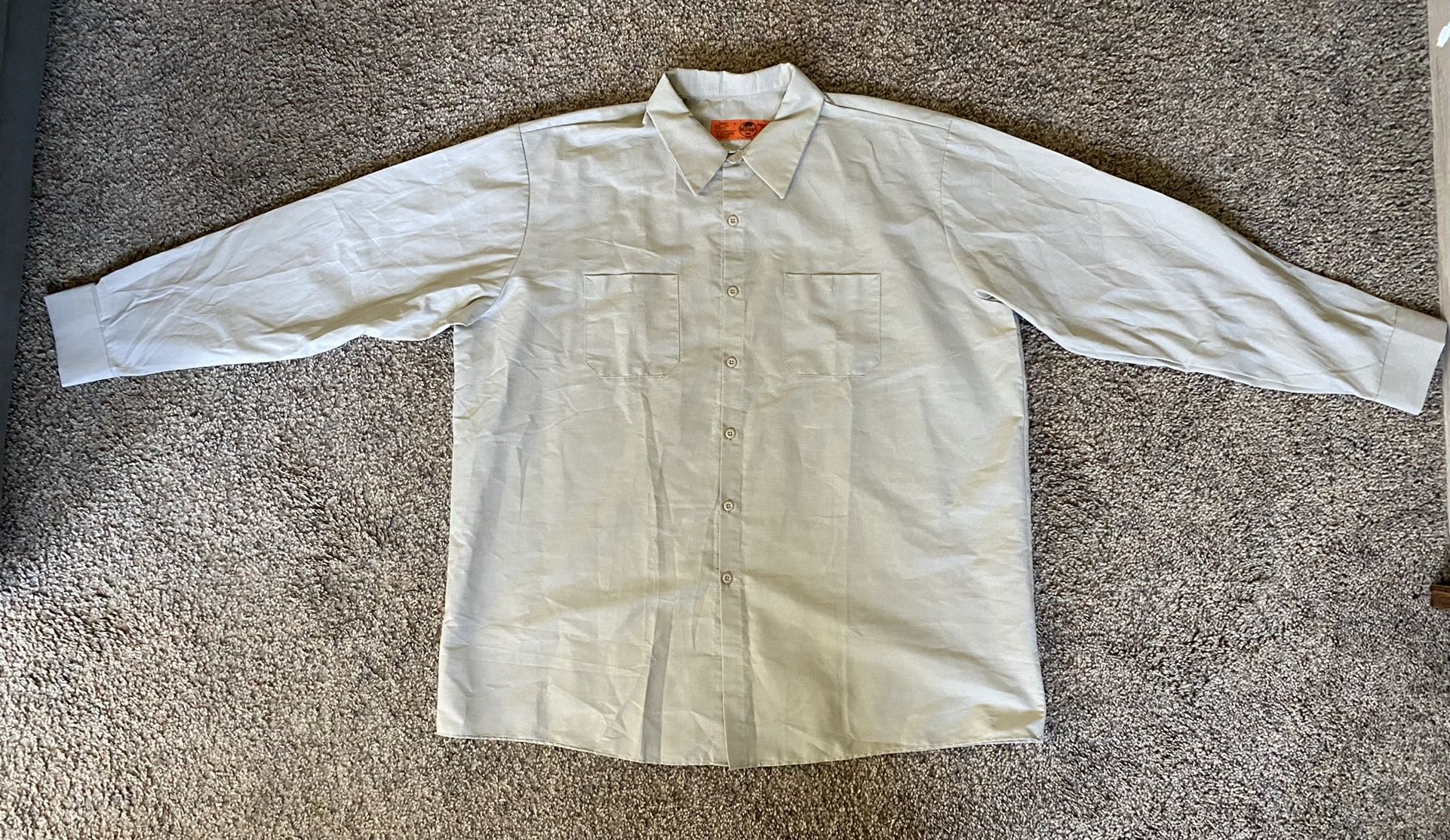 Red Kap Men's Work Shirt Size 3XL Polyester Cotton Blend SP14LT5 Beige LONG SLEE