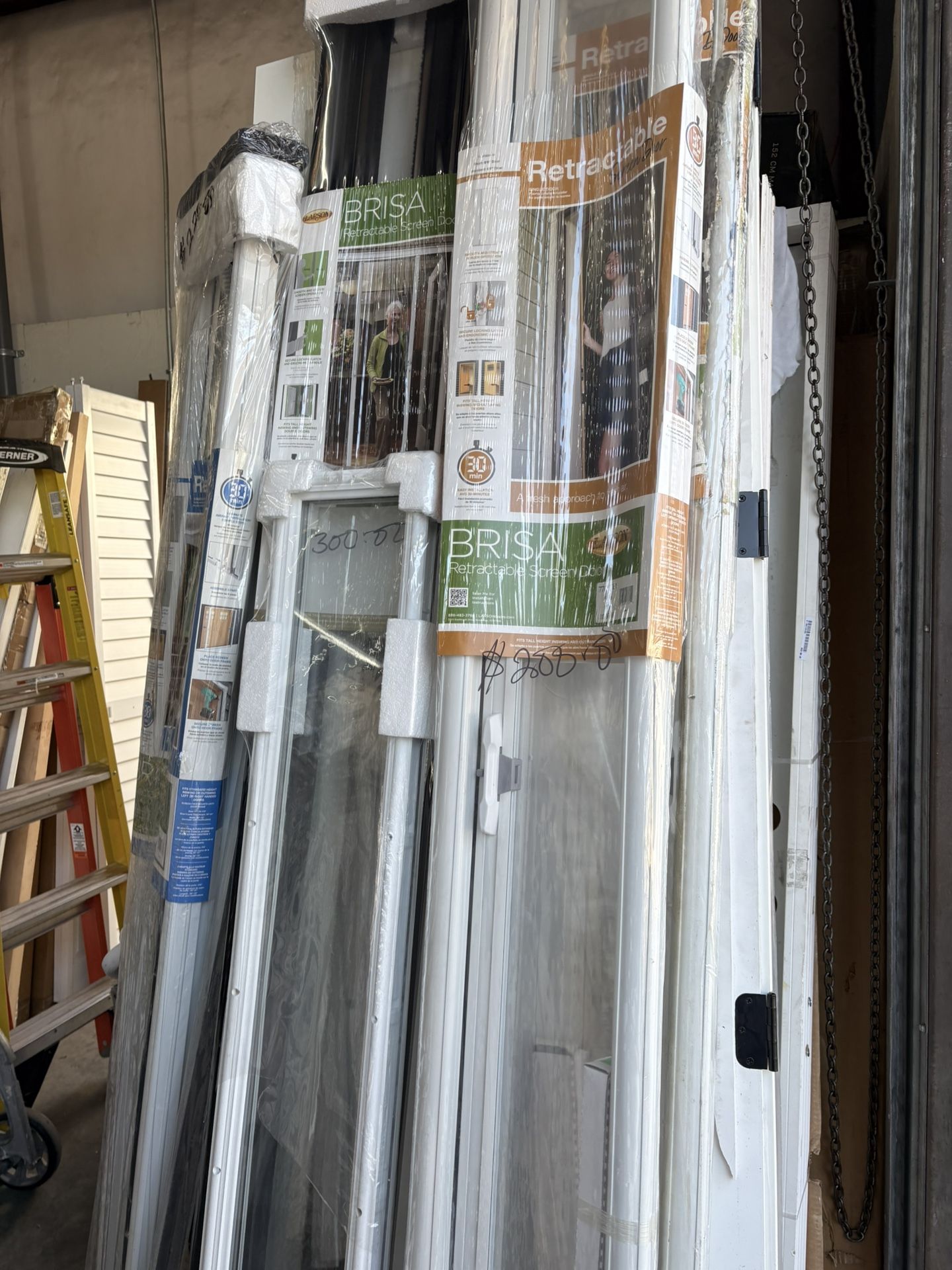 Weather Star 72 in. × 80 in. Brisa White Standard Double Retractable Screen Door Kit Store SKU# 1004-930-490