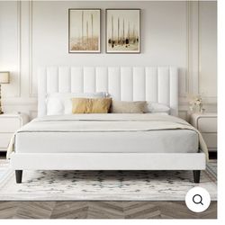 Upholstered Bed Frame with Tufted Headboard-Queen Queen: 83.1"L x 60.6"W x 44.9"H Material Velvet, Steel, Wood Style Modern Special Feat