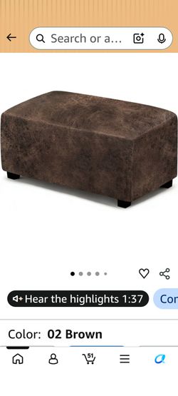 Brown Faux Leather Rectangle Ottoman