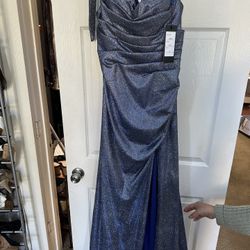NEW Blue Sequins Off Shoulder Evening Dress