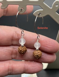 Rudraksha & Selenite Genuine Handmade Earrings