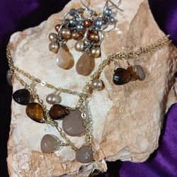 Dainty Trendy necklace with Earrings