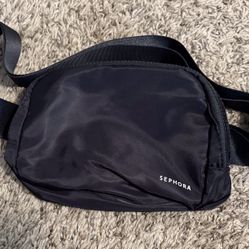 SEPHORA Belt Waist Fanny Pack Bag Sephora 40" Adjustable Strap Black Zip NWOT