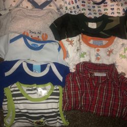 Baby Boys 3-6 Mon. 8 One Pieces+ 1 Plaid shirt. 