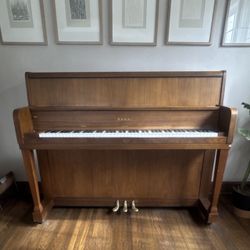 1980 Kawai 46” UST-6 Upright Piano Walnut Finish 88 Keys 3 Pedals 