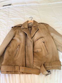 Golden goose leather cream beige jacket size XL