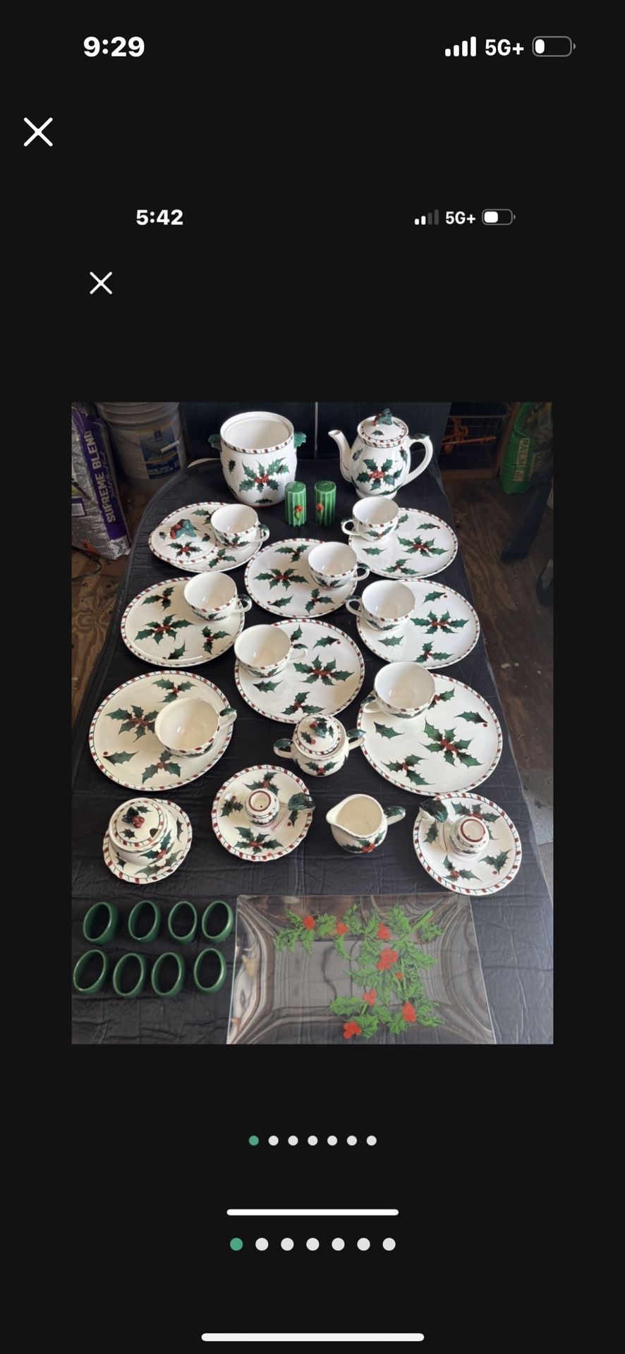 Lefton's Holly Candy Cane  Dishes 