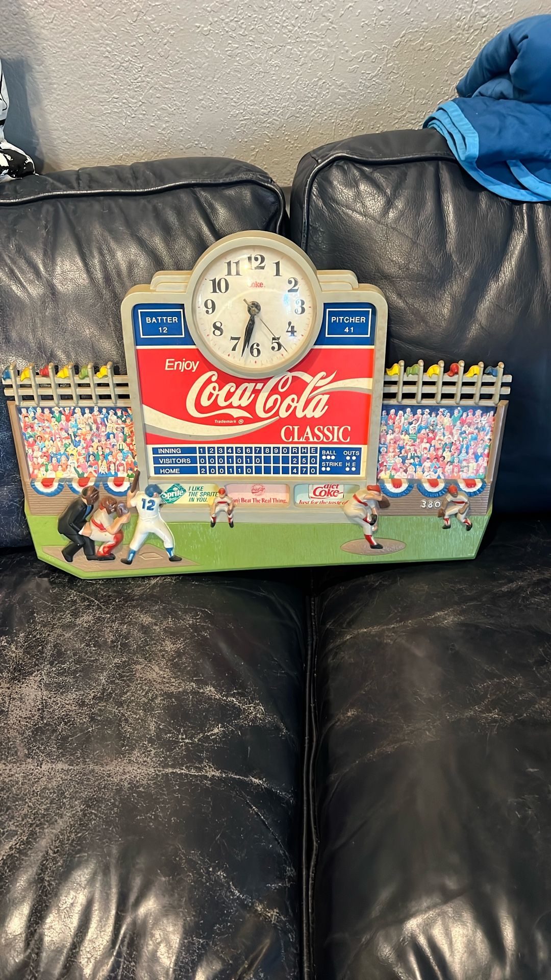 Coca Cola Baseball Vintage 90's Clock