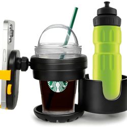 New 3 in 1 Cup Holder and Phone Mount for Electric Scooter, Phone Holder with Bottle Holder for Walker, Wheelchair, Stroller, Mobility Scooter 