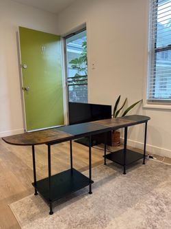 Industrial Mixed Wood Console Table/ TV stand
