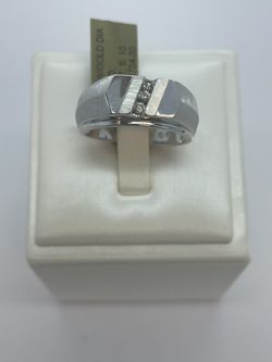 14K Gold W/Gold Diamond Ring. New 