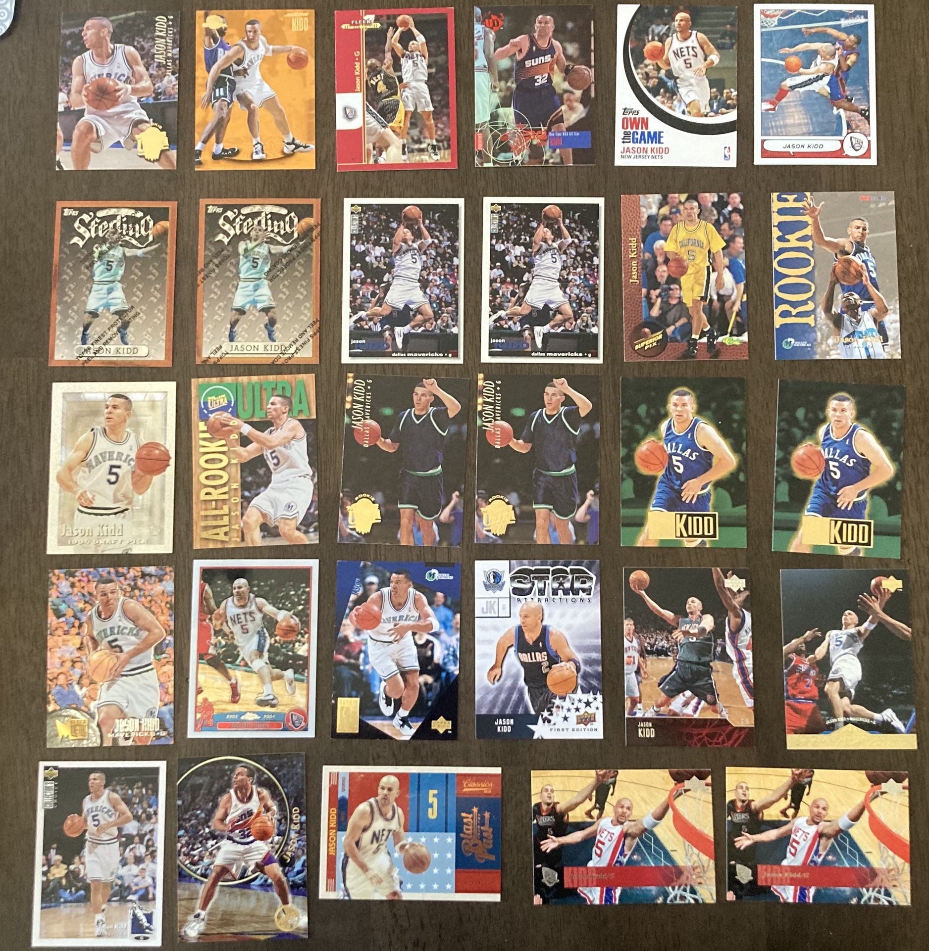 Lot Of 29 Jason Kidd Cards Including 1994 rookies Metal Ultra Skybox Upper Deck and more