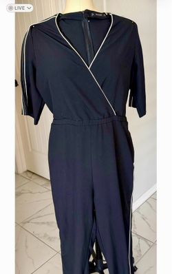 Zara Crossover Black Jumpsuit with Contrasting Piping.