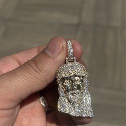 14k Jesus Piece Pendant , Natural VS1 3.68ct Diamonds