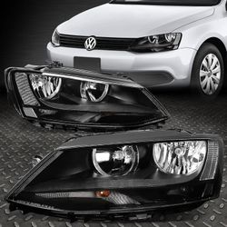 11-14 Volkswagen Jetta Headlights, Black Housing With Clear Corners, Luces Negras 
