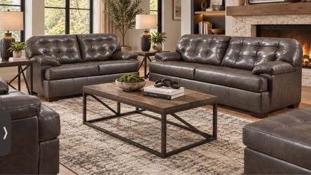 Soft Touch Fog leather Sofa and loveseat!