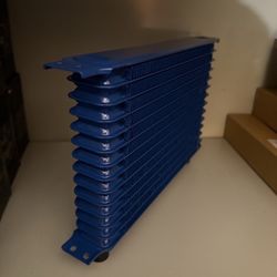Universal AN10 Inlet 14-Row Aluminum Engine Oil Cooler - 13.5 In. X 8.75 In. X 2 In. - Blue