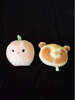 Cute Peach & Bear Plush – Set of 2