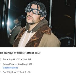 Two Tix Bad Bunny Petco Park Saturday September 17