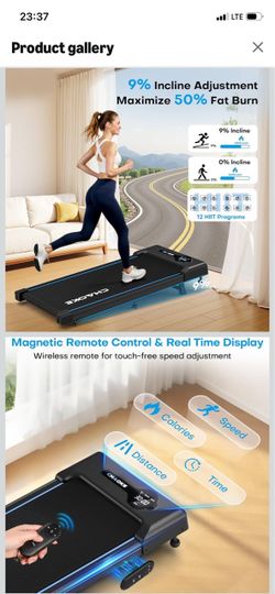 Walking Pad Treadmill for Home, 6.2MPH Under Desk Walking Pad with 9% Incline for Office Small Spaces, 2.75HP Quiet Running Machines, Remote Control, 
