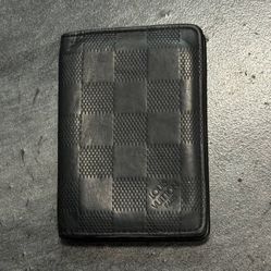 Louis Vuitton LV Dark gray/ black leather Damier Infini pocket organizer wallet