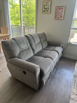 Grey 3-Seat Reclining Sofa