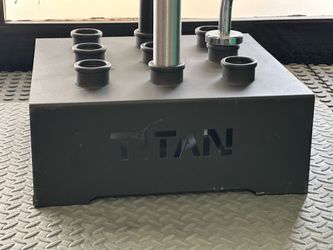 Titan Fitness 9 Barbell Holder, Vertical Olympic Sized Bar Rack with 3 Bar Bells