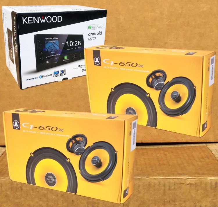 Kenwood Double Din Car Stereo USB Apple Carplay & Android Auto JL Audio C1 Series 6 1/2" 2-Way Coaxial Speaker System 450 W Package 🚨No Credit Needed