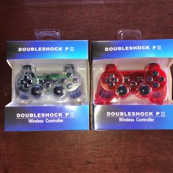 Ps3 Controller Lot Of 2 Transparent Ghost And Red