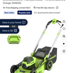 Greenworks 60V 21" Push Lawn Mower + (1) 5.0 Ah Battery & Charger - NEW