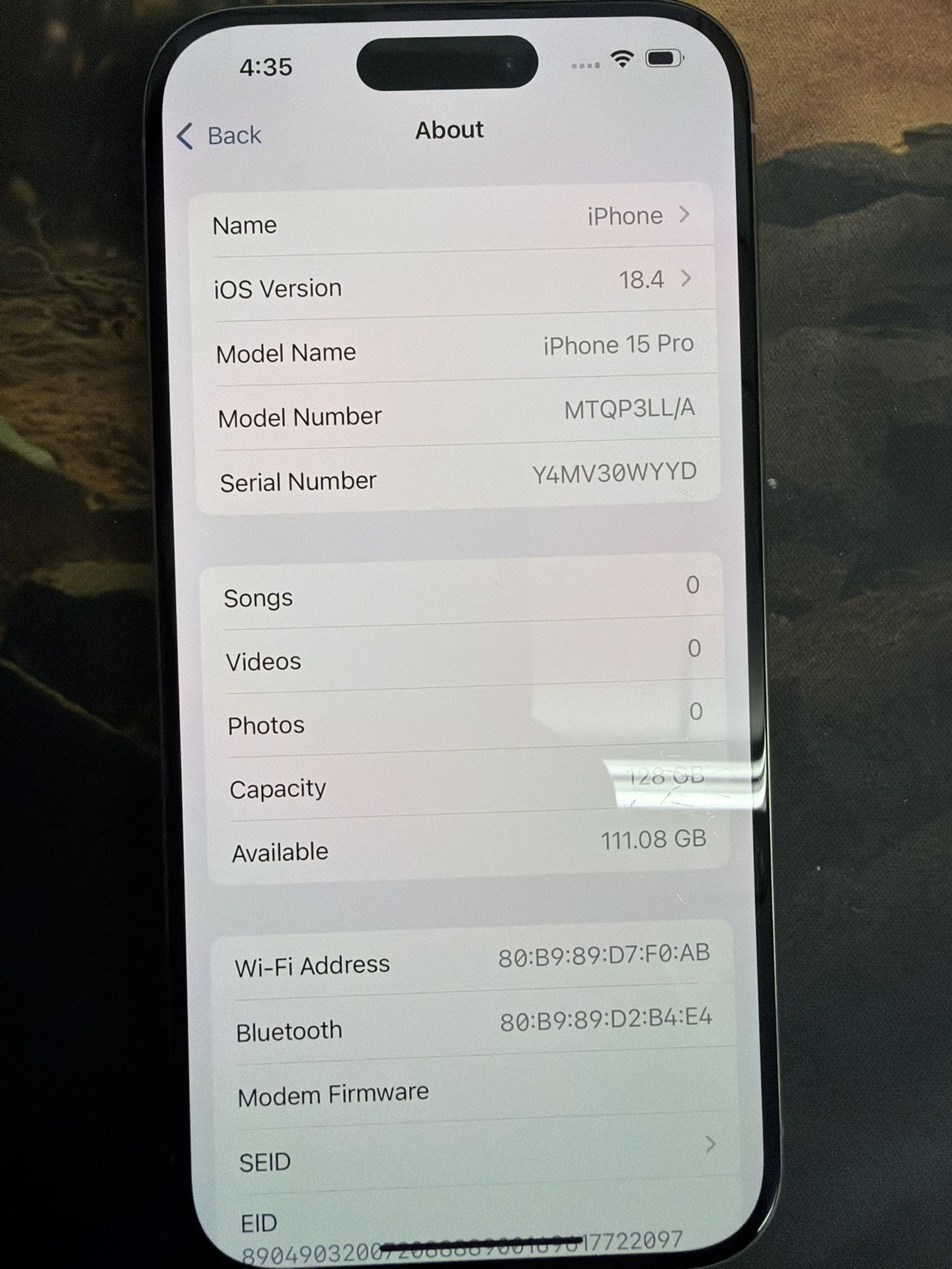 iPhone 15 Pro Unlocked 128gb White Mint Condition