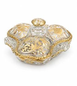 Vintage Gold Gilt & Glass 3-Section Divided Candy Dish with Lid