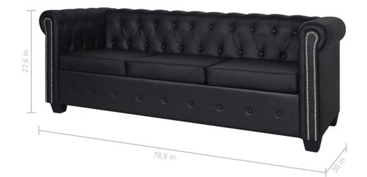 Black Chesterfield 3-Seater Sofa