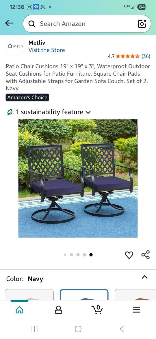 Patio Chair Cushions 19" x 19" x 3" Waterproof Outdoor Seat Cushions for Patio Furniture, Square Chair Pads with Adjustable Straps for Garden Sofa Cou