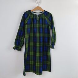 Tahari Girls Long Sleeve Green Plaided Nightgown Pajamas 5/6 Green