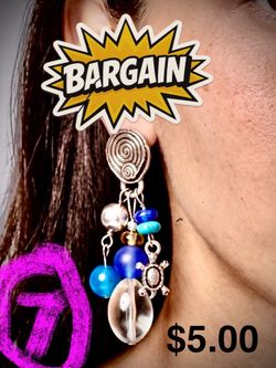 Beaded Dangle Earring with Turtle Charm