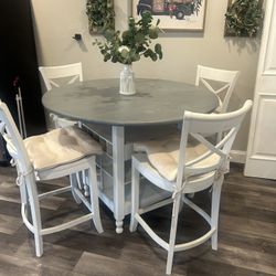 Kitchen High Top Table With Foldable Leaf 