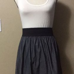 Cute by Daisy Retro Cream & Denim Look Tank Dress Rockabilly L