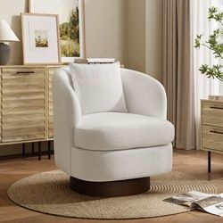 LuxenHome 29.5-in W Modern White Swivel Accent Armchair