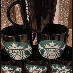 New Black Starbucks 6 mugs for 20.00