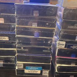 VHS Lot Sealed With VHS Wooden Case With Lock, And VHS Player 