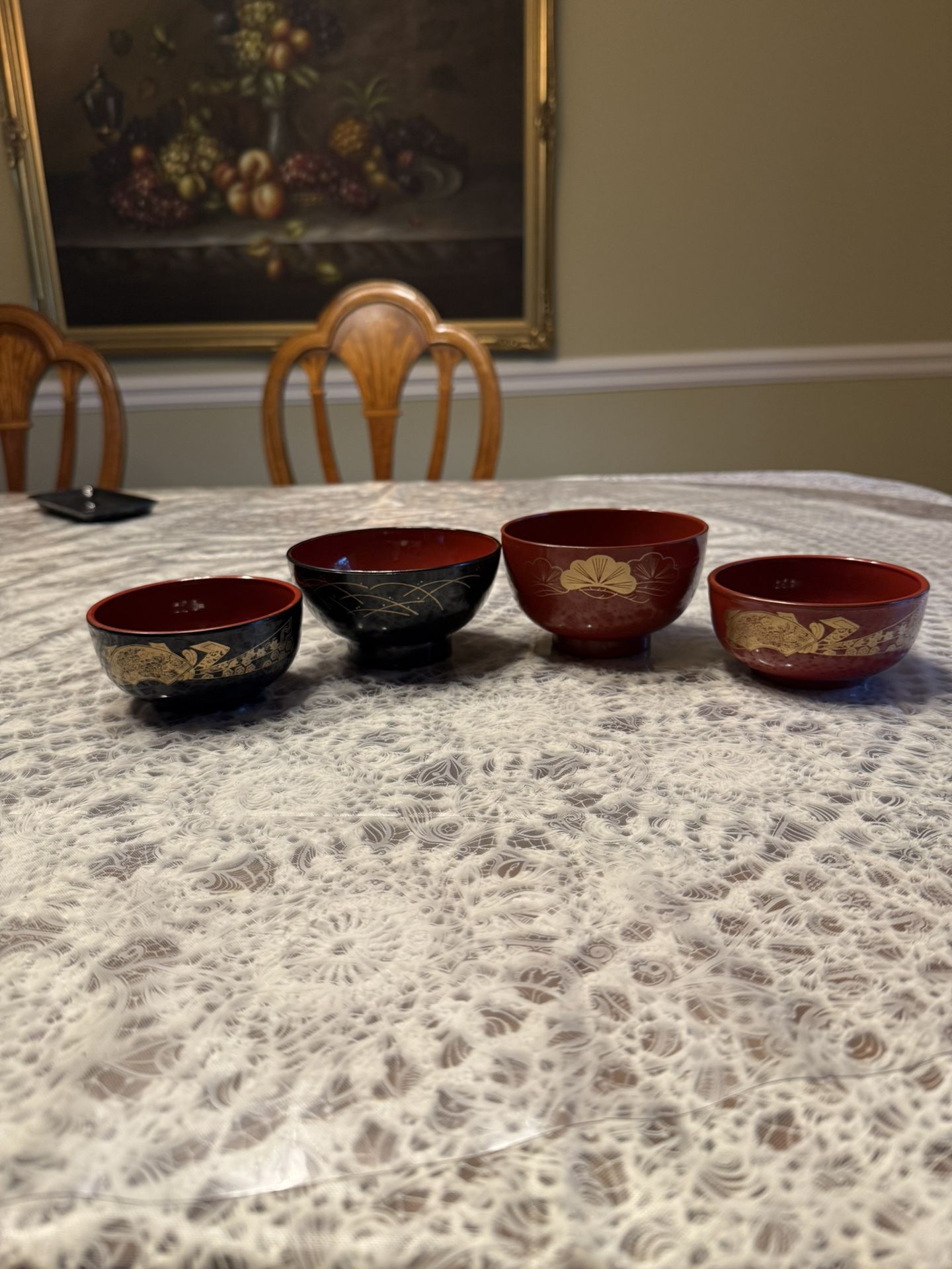 4 Japanese Lacquer Bowls