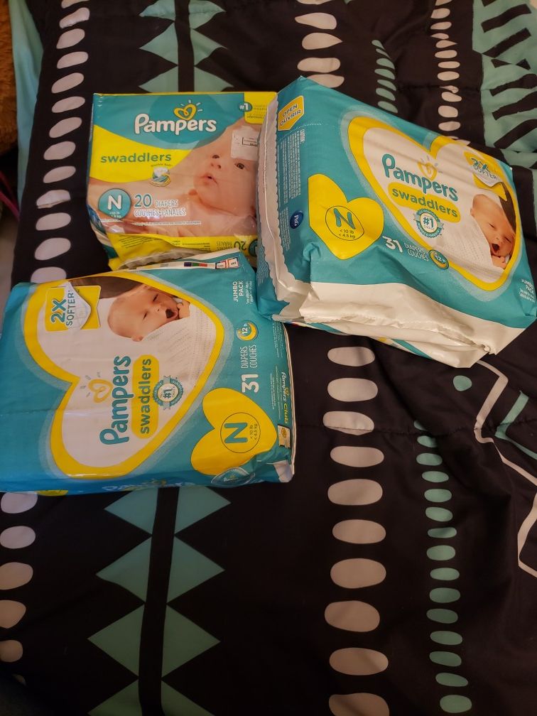 3 packs Pampers Swaddlers for $18