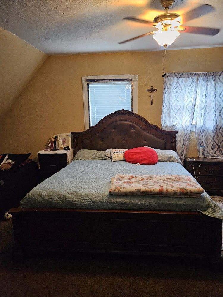 Ashley King Size Bed With Night Tables